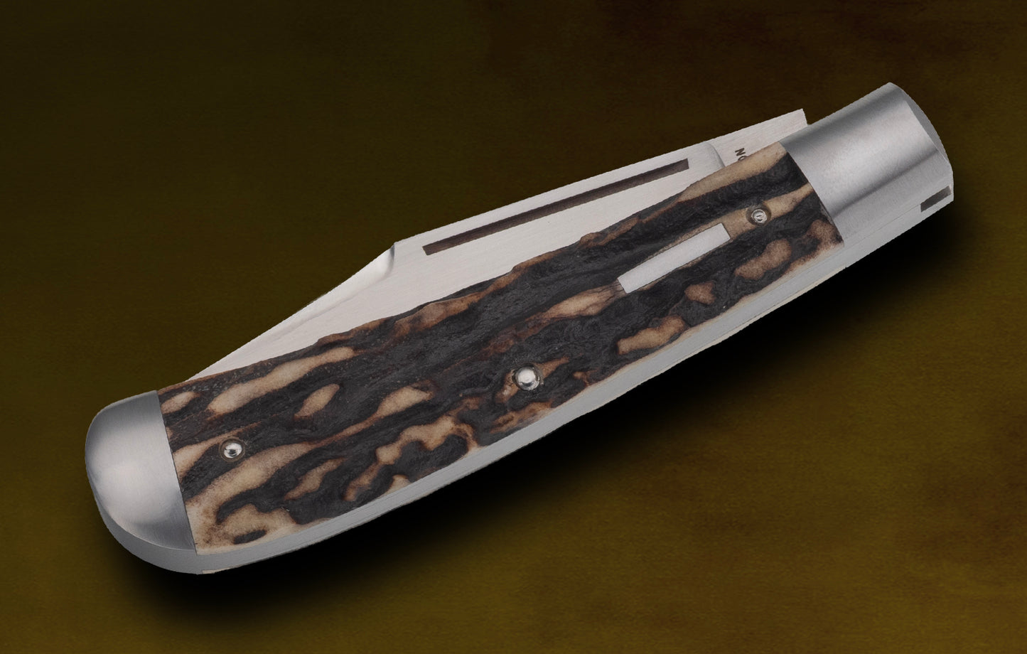 Tim Robertson Long Pull Single Blade Stag Trapper Slip-Joint Folding Knife