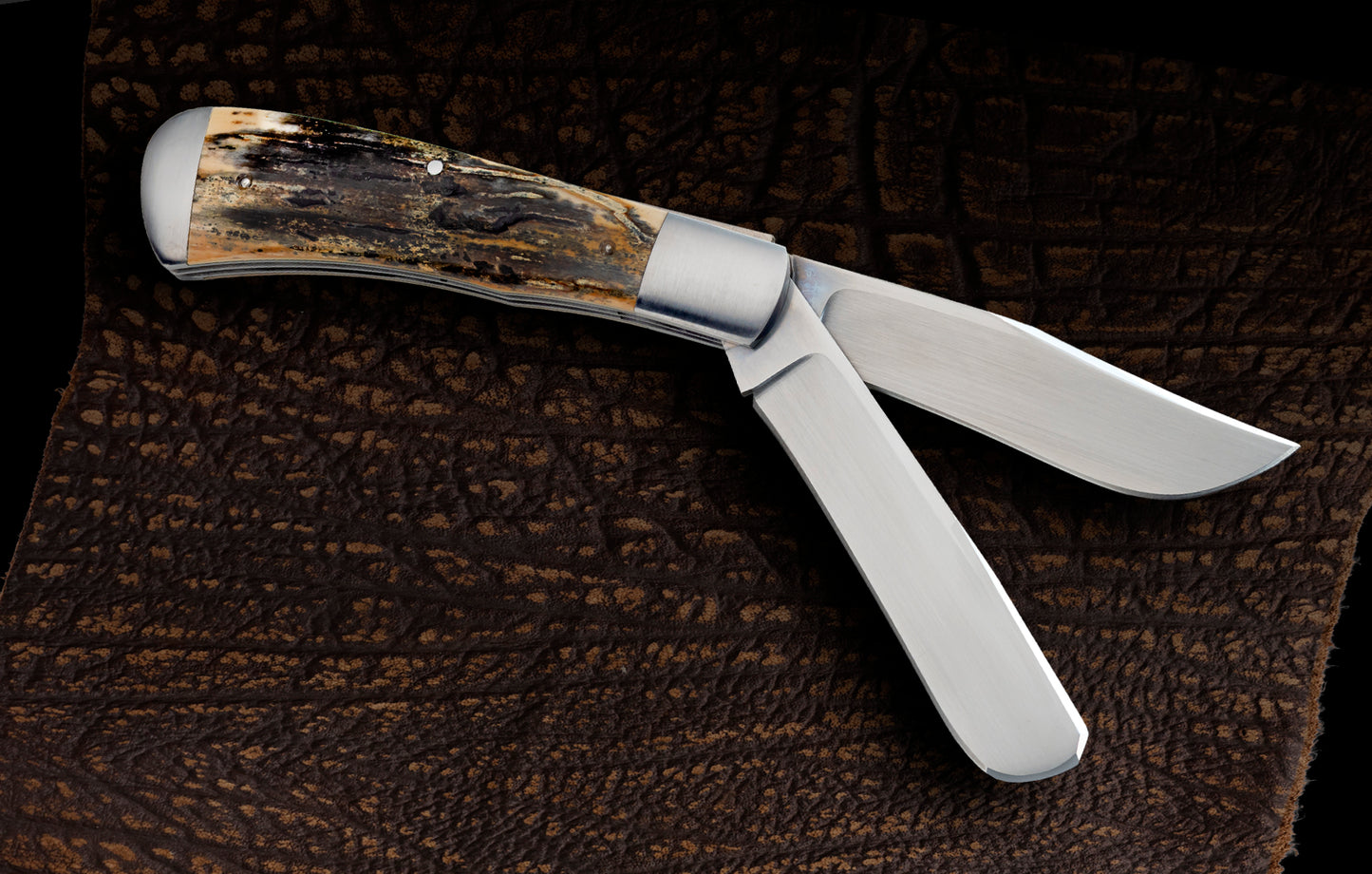 Bill Ruple 2-Blade Trapper Fossilized Material, Slip-Joint Folding Knife