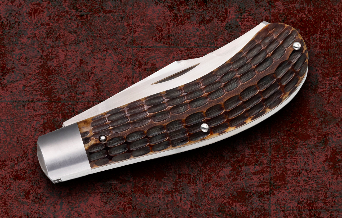Tim Robertson No. 0 PROTOTYPE Roofline Jigged Bone 2-Blade Saddlehorn Trapper Slip-Joint Folding Knife