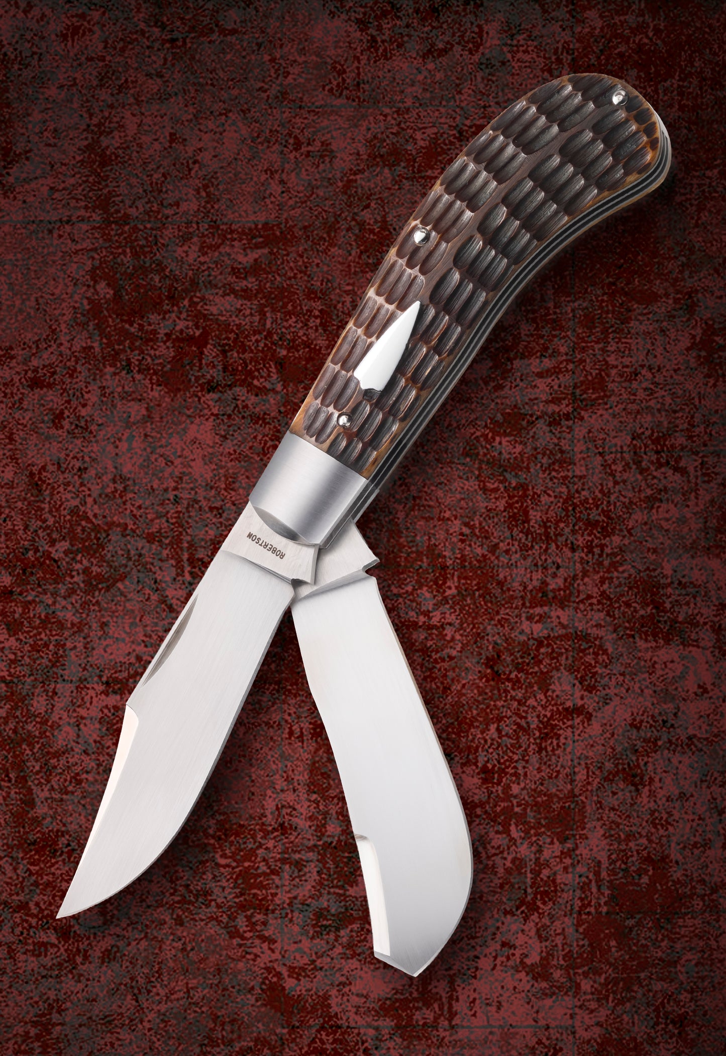 Tim Robertson No. 0 PROTOTYPE Roofline Jigged Bone 2-Blade Saddlehorn Trapper Slip-Joint Folding Knife