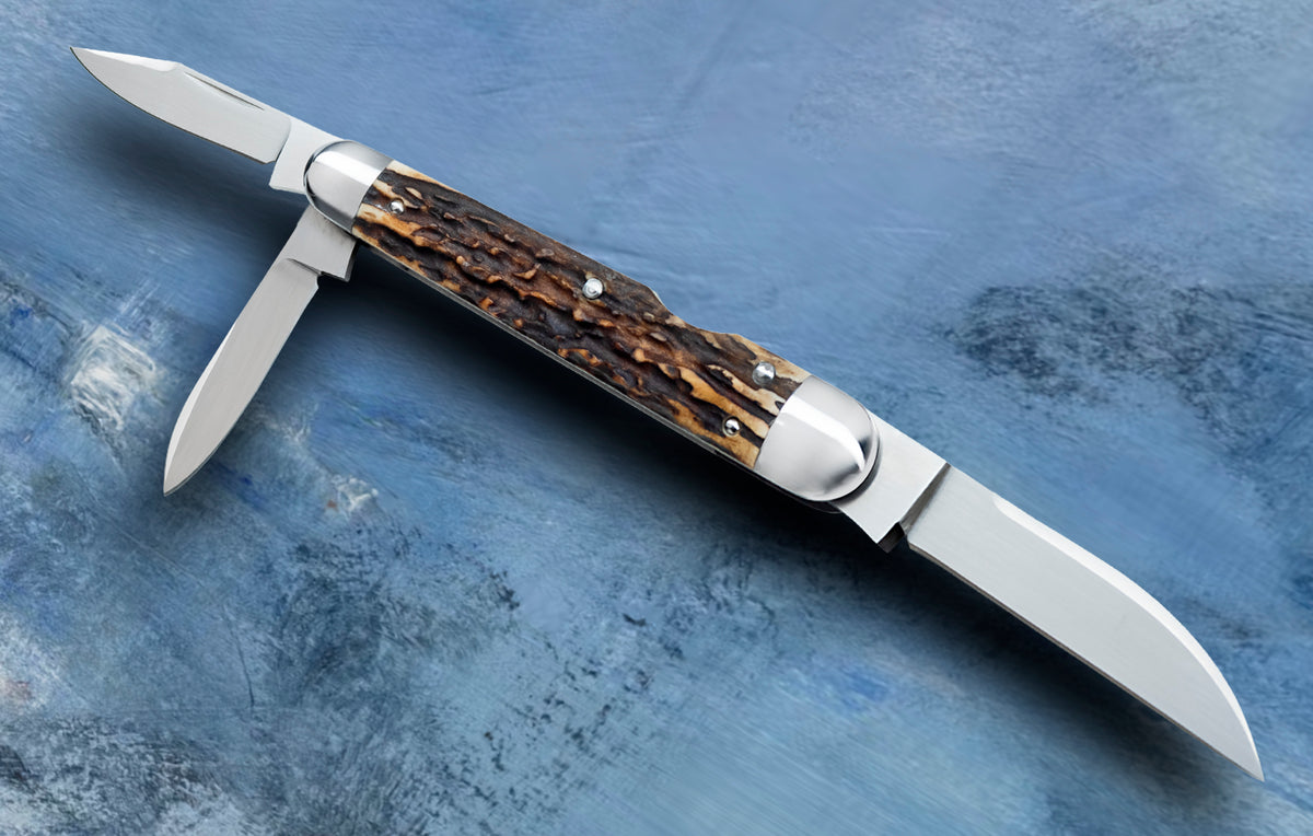 Tim Robertson 3-Blade Stag Lock-Back Whittler LBW