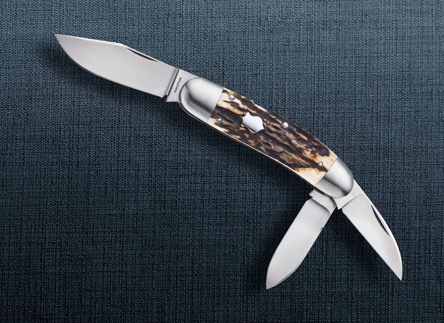 Tim Robertson 3-Blade Stag Sowbelly Lock-Back Whittler