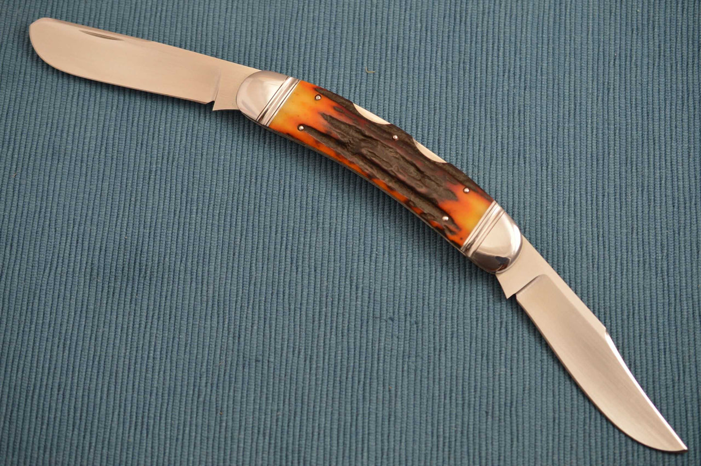 Toby Hill "Trail Boss", Large 2-Blade Stag Double Lock-Back Folding Knife (SOLD)