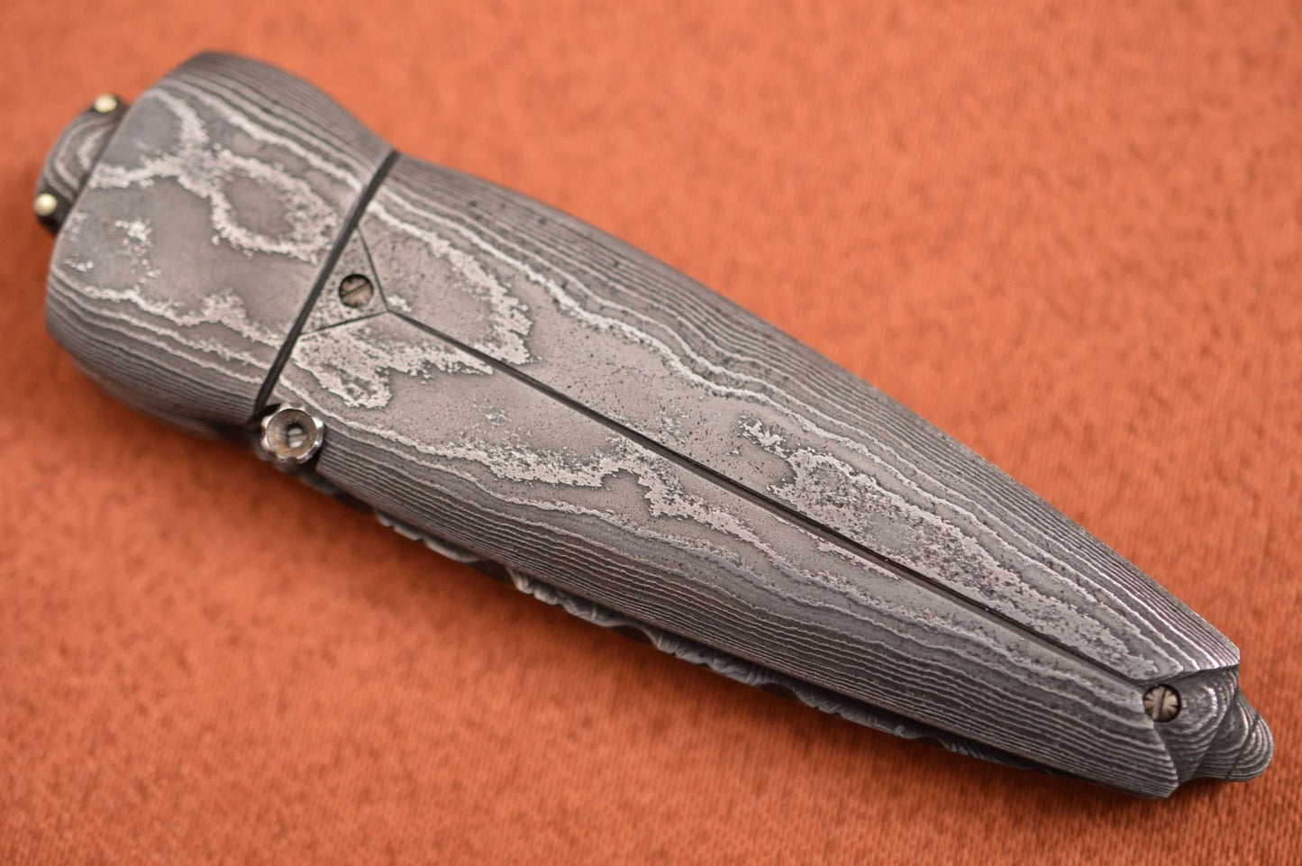 Al Dippold "The Scarab", Damascus Liner-Lock Folder, One-of-a-Kind! (SOLD)