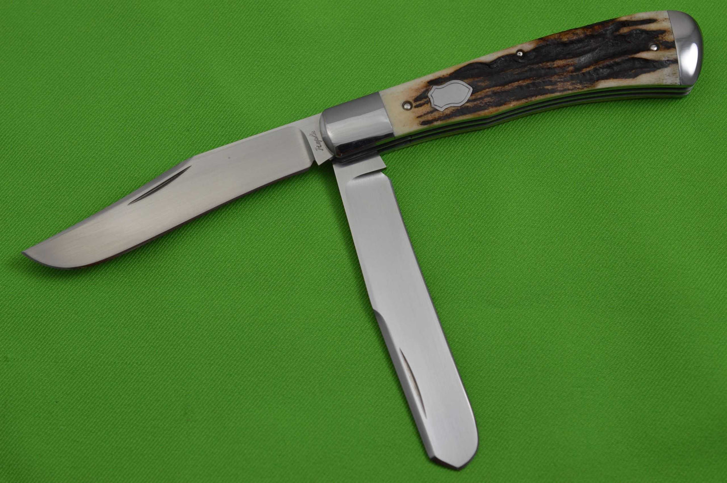 Bill Ruple Large 2-Blade Natural Stag Trapper, File-Worked Liners (SOLD)