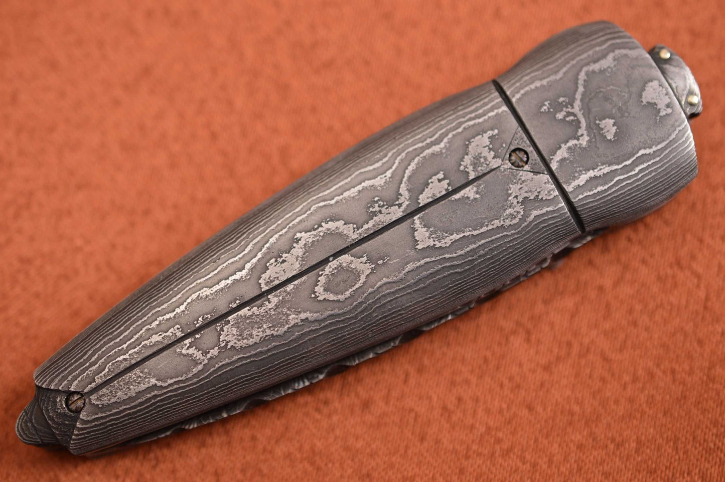 Al Dippold "The Scarab", Damascus Liner-Lock Folder, One-of-a-Kind! (SOLD)