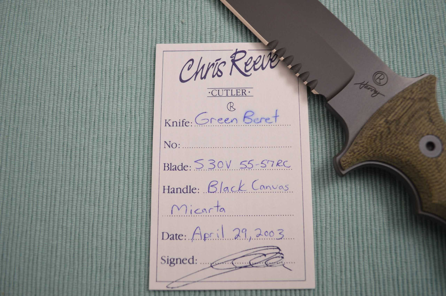 Chris Reeve - William Harsey Green Beret Fixed Blade Combat Knife (SOLD)