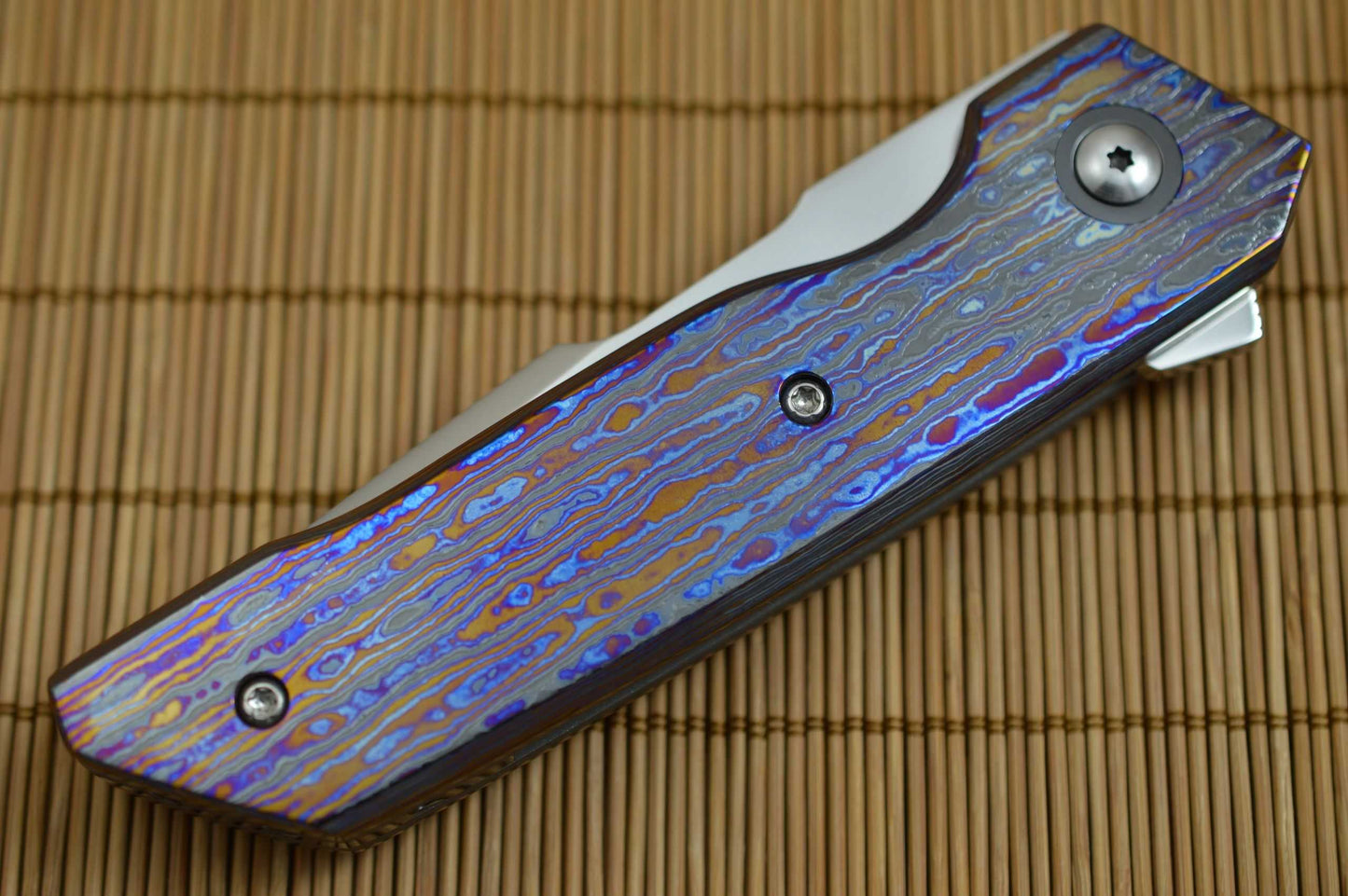 Chad Nell Custom "Hardline" Flipper, Hyperdrive Black Timascus Handle (SOLD)