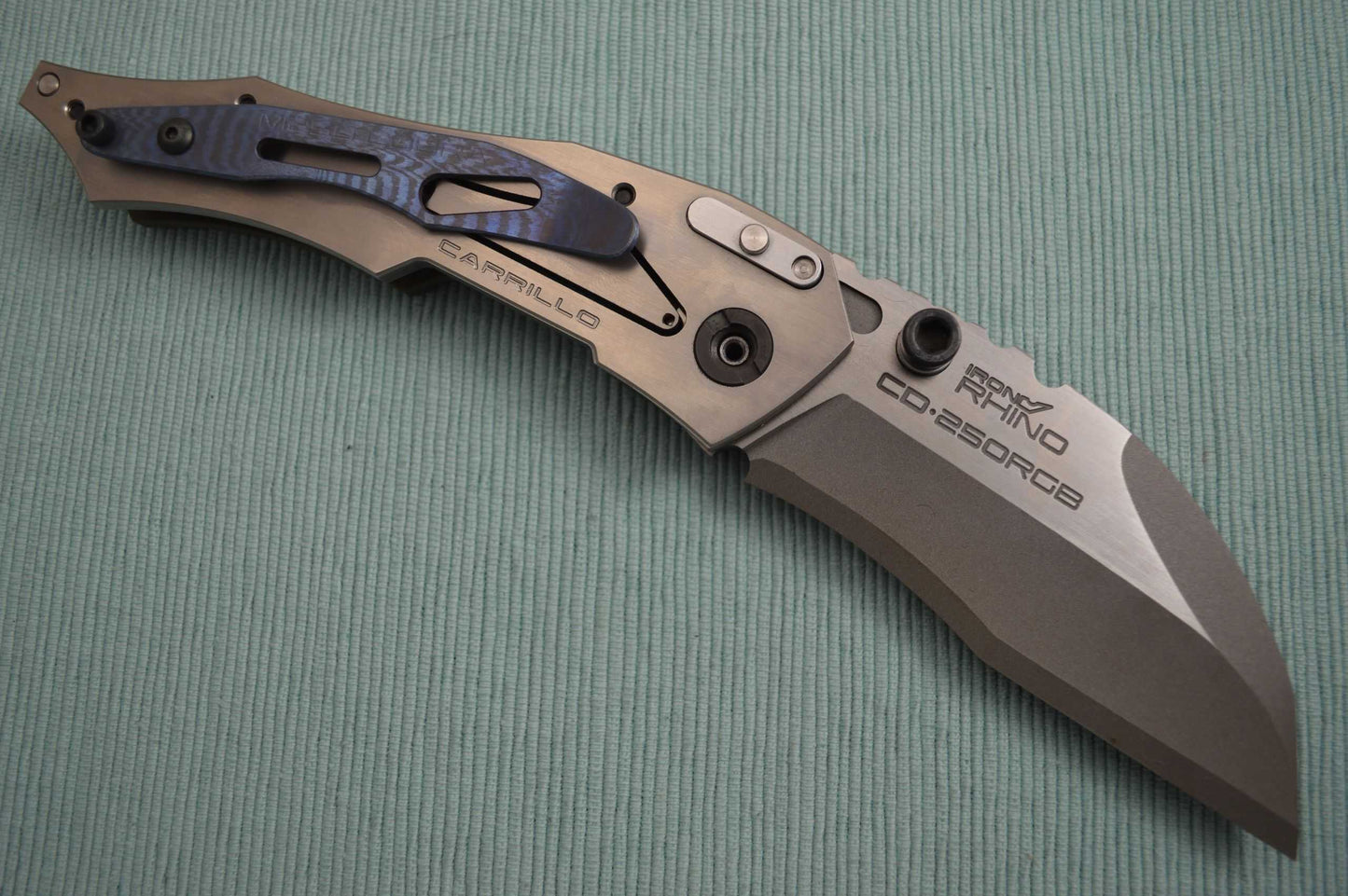 Dwaine Carrillo PROTOTYPE, No. 0, Button-Lock Cobra M4 Carbon Fiber, OD Green G10 (SOLD)