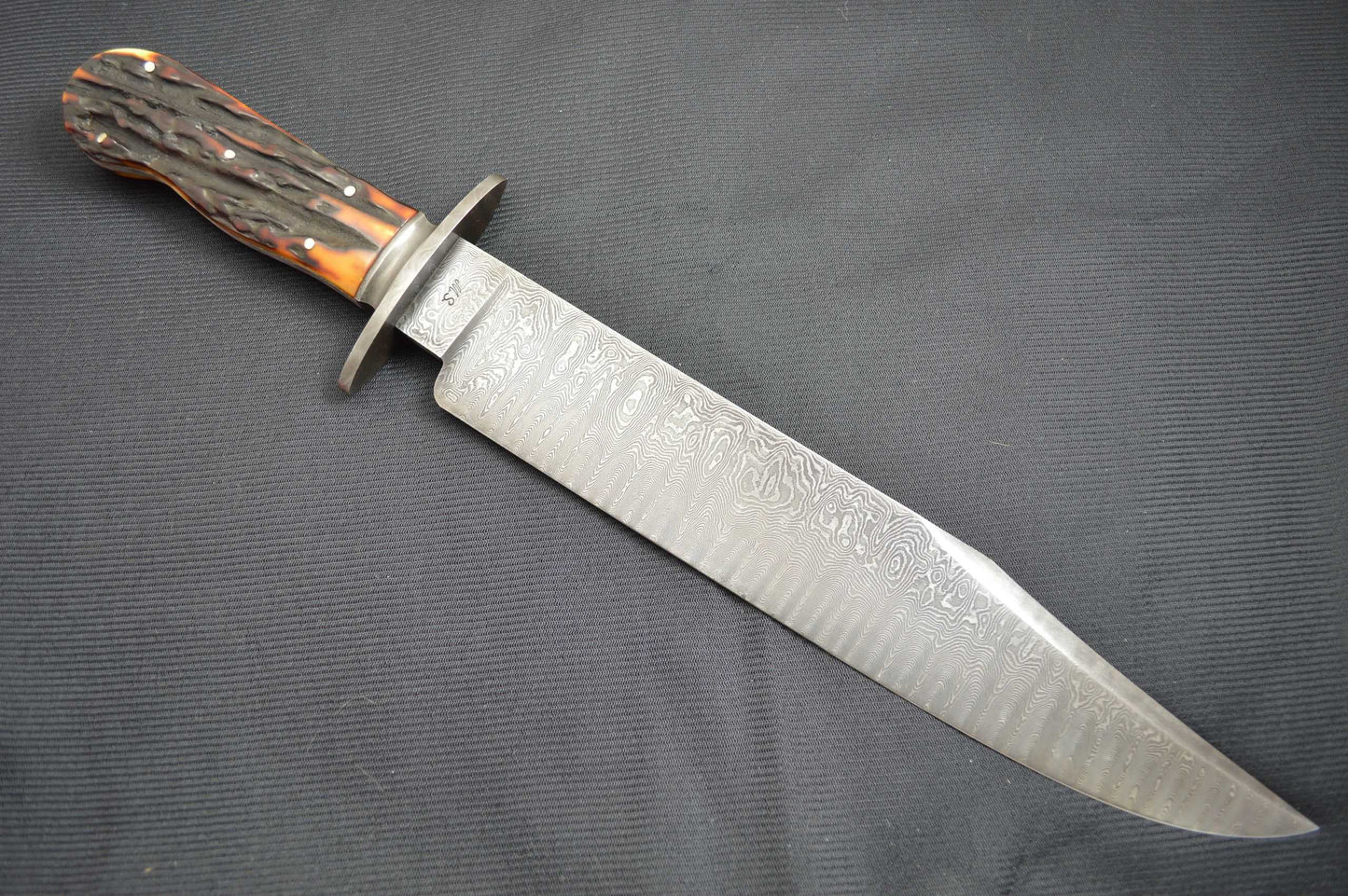 Harvey Dean, M.S. Old Southwest Bowie, Ladder Pattern Damascus, Stag (SOLD)