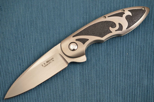 "Unnamed" Lee Williams Carved Titanium Frame-Lock Flipper, 1 of 2 (SOLD)