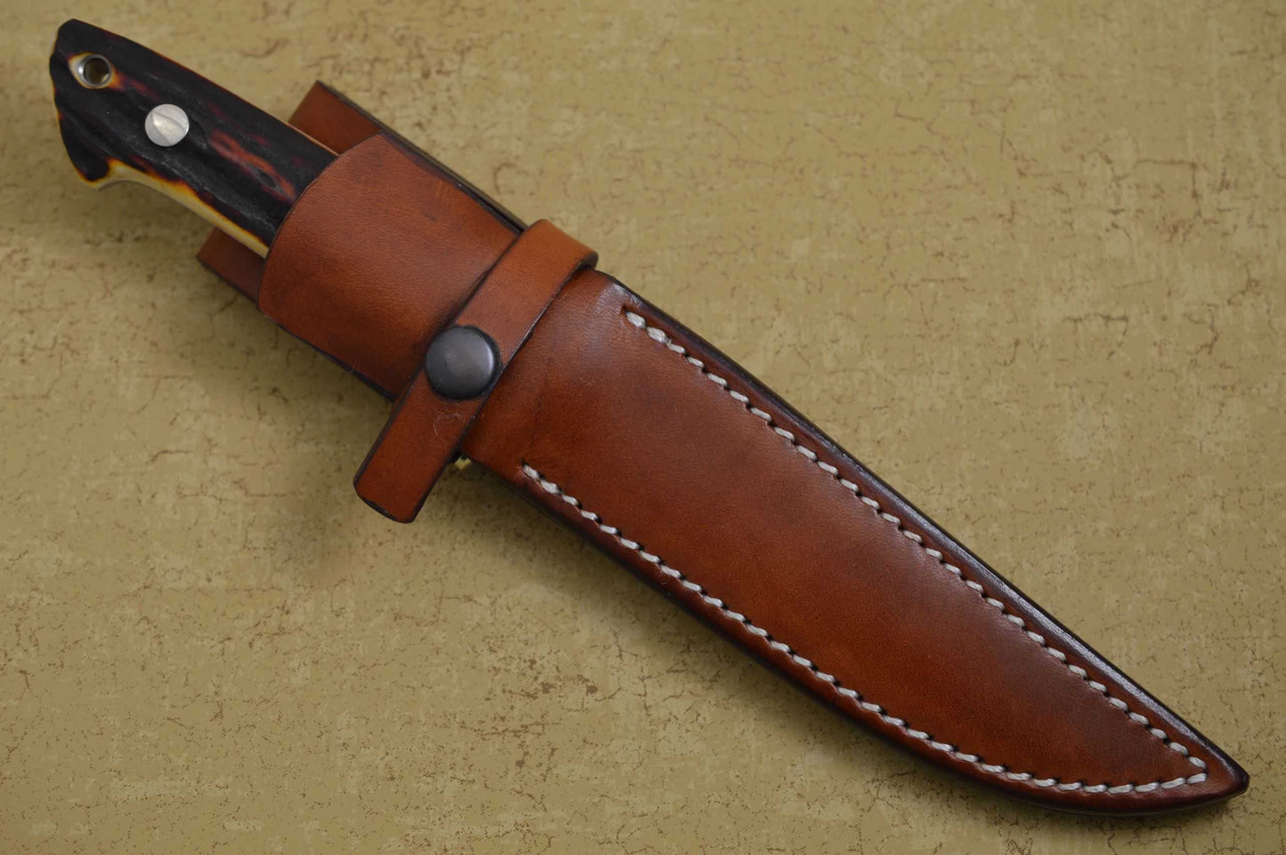 Masao Takahashi Stag Fighting Knife and Leather Sheath (SOLD)