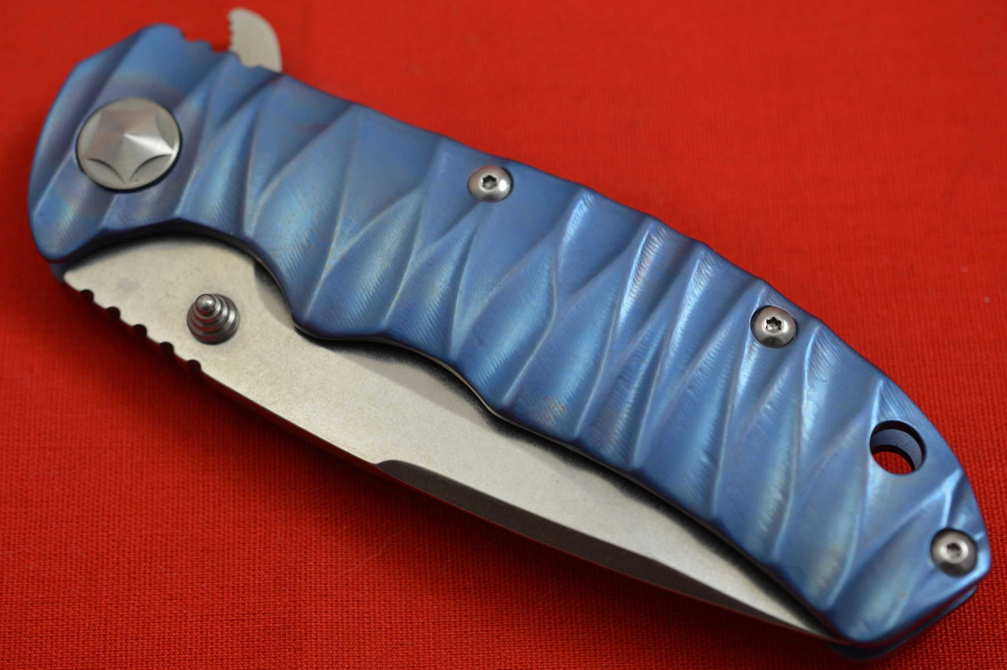 Tim Britton TANGO Flipper, Blue Anodized Titanium Frame, Stonewashed S30V (SOLD)