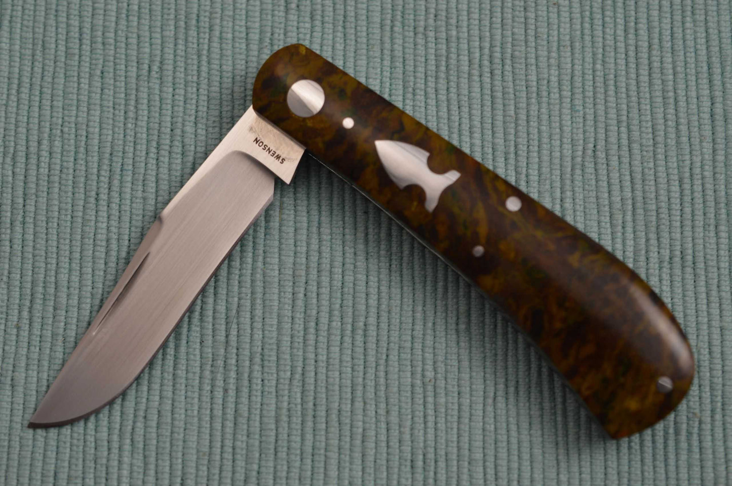 Luke Swenson Rag Micarta Shadow Pattern Trapper, Blade Show 2018 (SOLD)