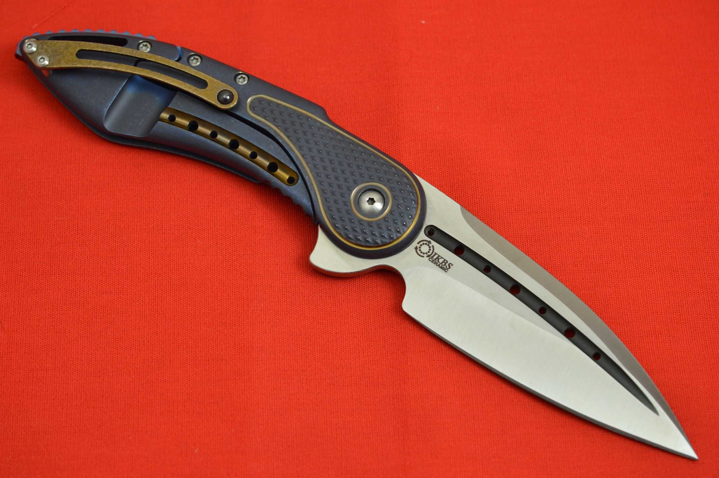 Todd Begg Deluxe Blue and Gold Glimpse 5.5, Semi-Custom, Frame-Lock Flipper (SOLD)