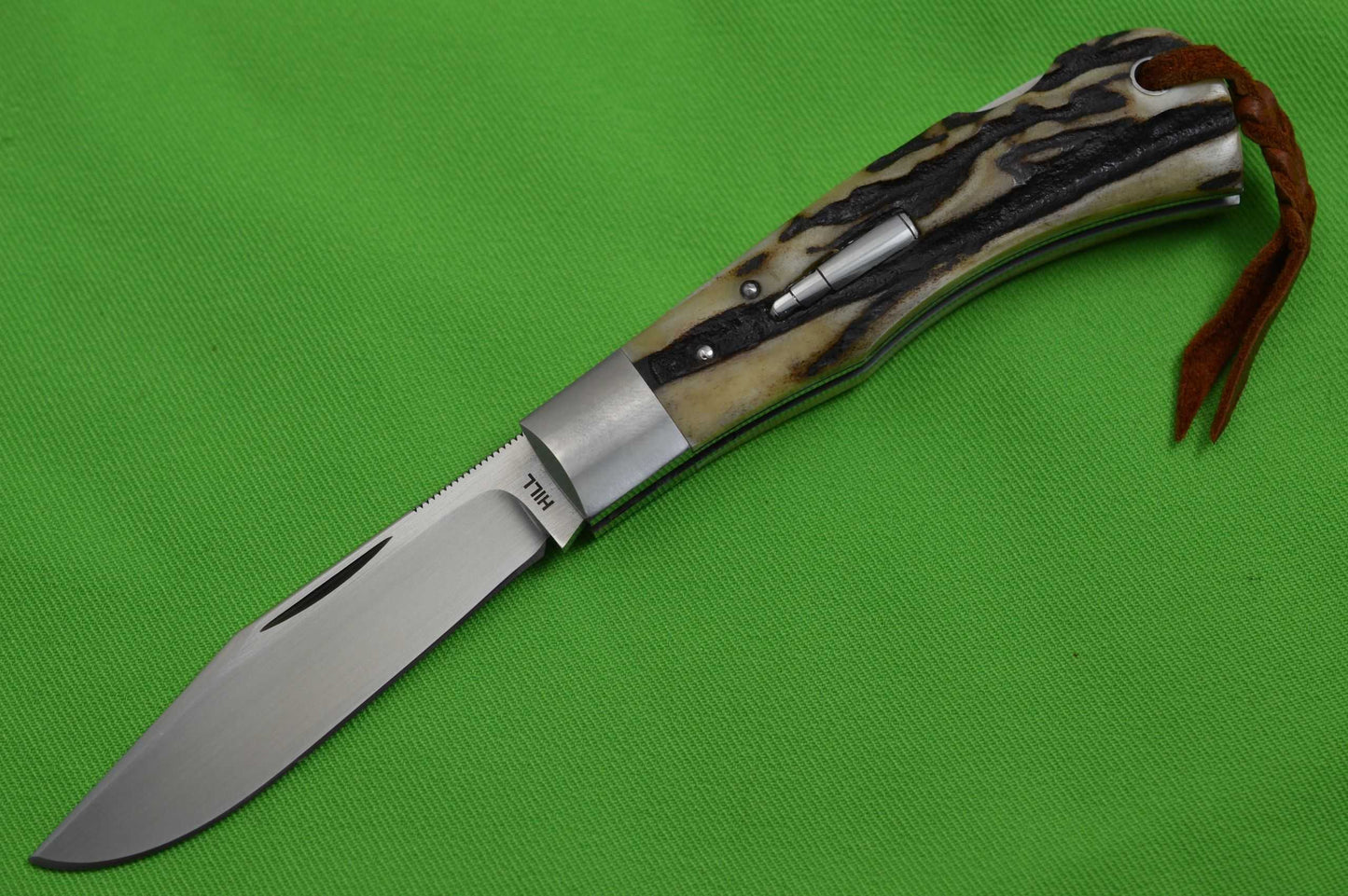 Toby Hill Lock-Back Trapper, Stag Scales, File-Worked Liners (SOLD)