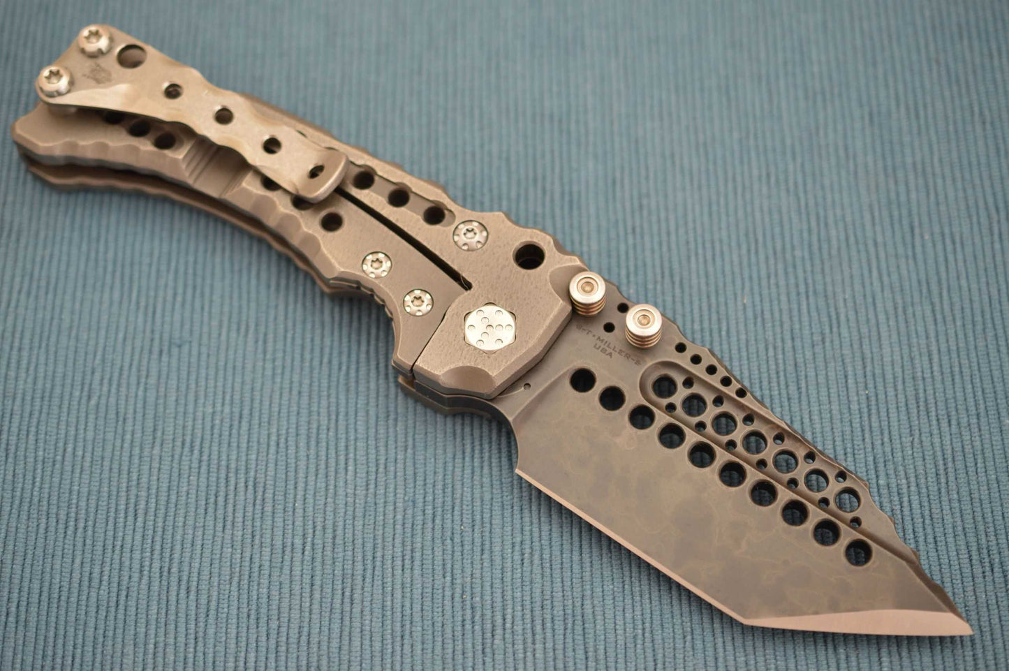 Miller Bros. Blades Custom T-1 Folder, Z-Wear Blade, Sculpted Titanium Frame (SOLD)