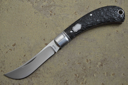 Bill Ruple Hand Jigged Black Micarta Bow Trapper, Slip-Joint Folding Knife (SOLD)