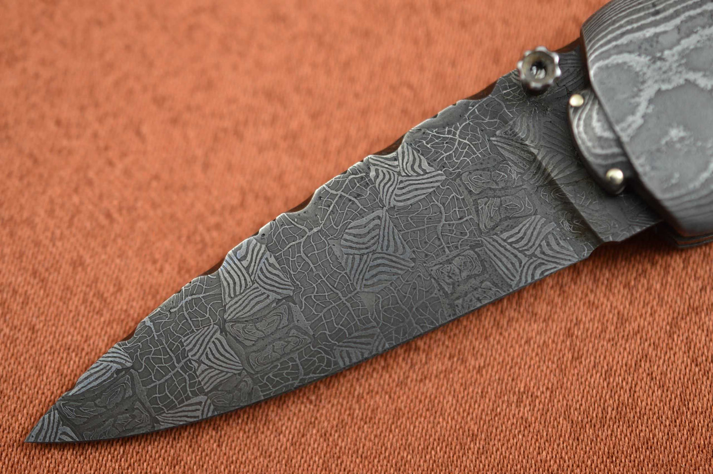 Al Dippold "The Scarab", Damascus Liner-Lock Folder, One-of-a-Kind! (SOLD)