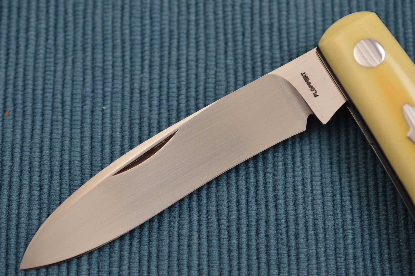 Tom Ploppert ZULU Spear Shadow Pattern, Antique Westinghouse Micarta Scales (SOLD)