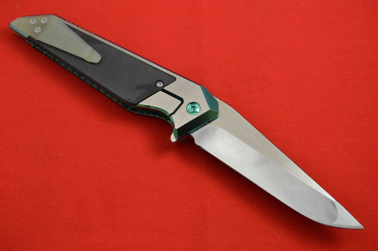 Will Moon Custom MK10 Flipper Folding Knife, Green Anodized Frame (SOLD)