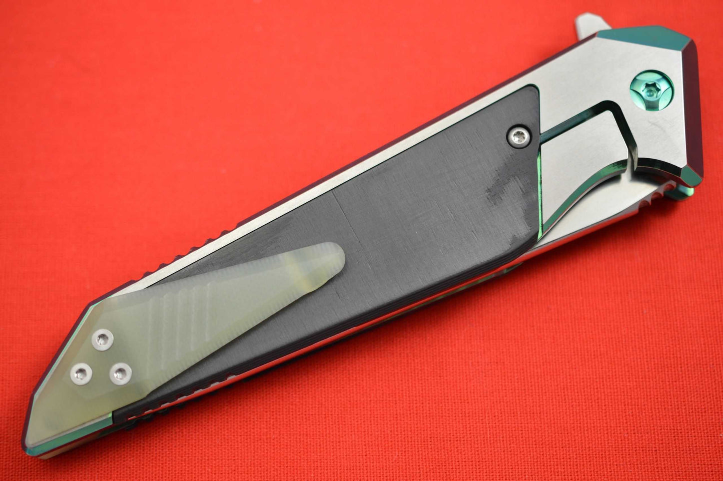 Will Moon Custom MK10 Flipper Folding Knife, Green Anodized Frame (SOLD)