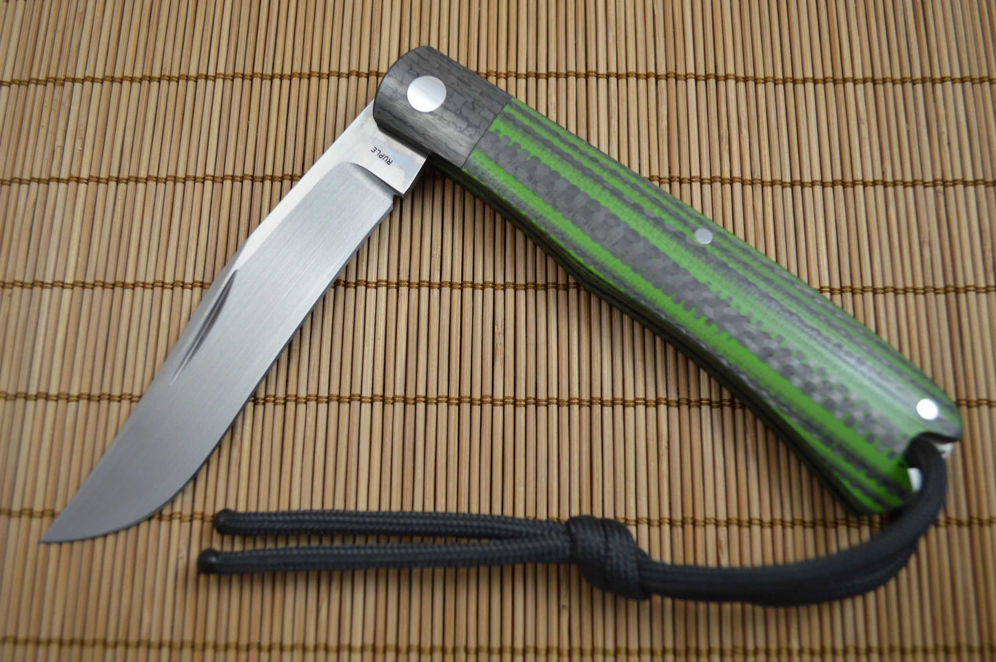 Bill Ruple Slip Joint Linerless Trapper, Carbon Fiber / Green G10, File-Work (SOLD)