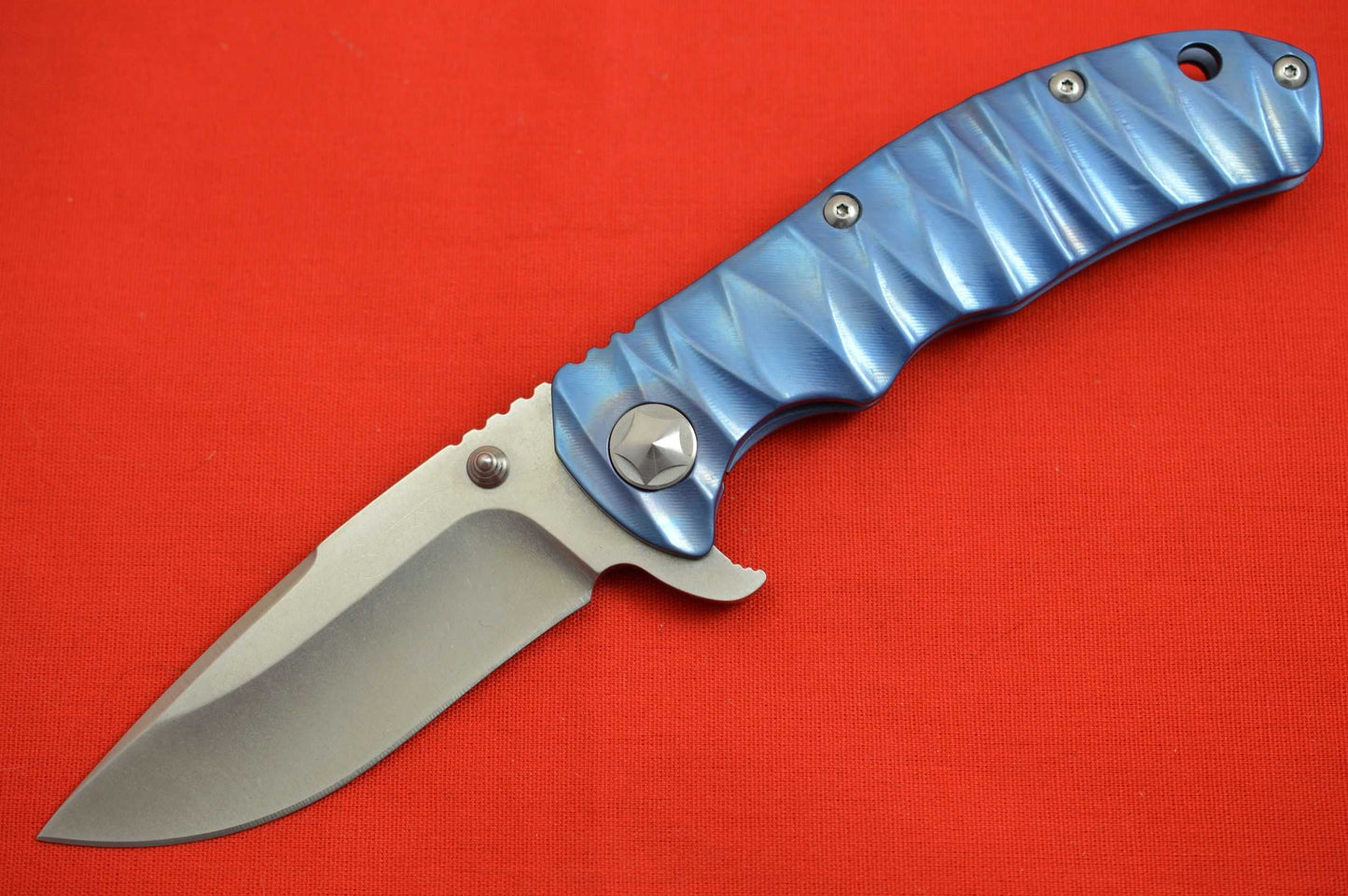 Tim Britton TANGO Flipper, Blue Anodized Titanium Frame, Stonewashed S30V (SOLD)