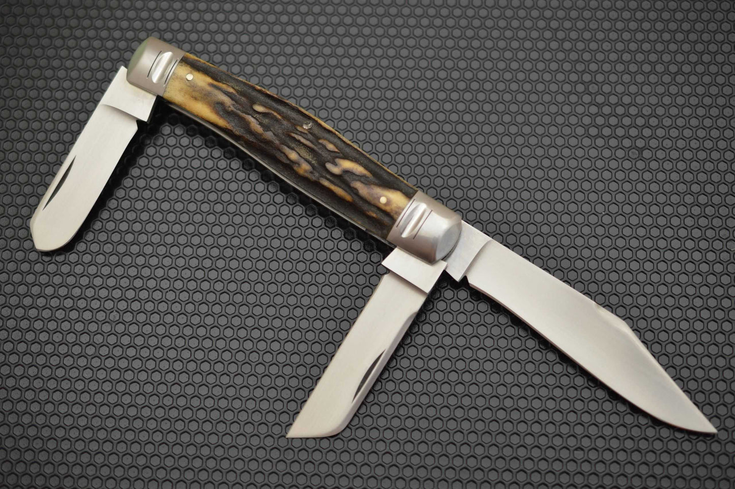 Bill Ruple 3-Blade Natural Stag Large Stockman Slip-Joint Folding Knife (SOLD)