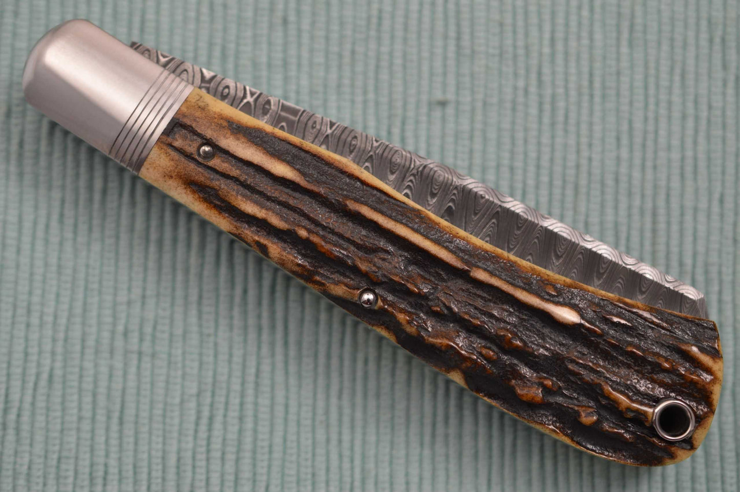 Bill Ruple Large 2-Blade Trapper, Devin Thomas Damascus, Blade Show 2019 (SOLD)