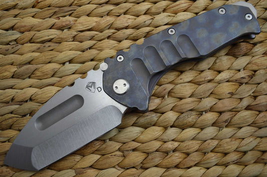 Medford Knife and Tool Praetorian T, Mottled Flame Titanium Handle, D2 (SOLD)
