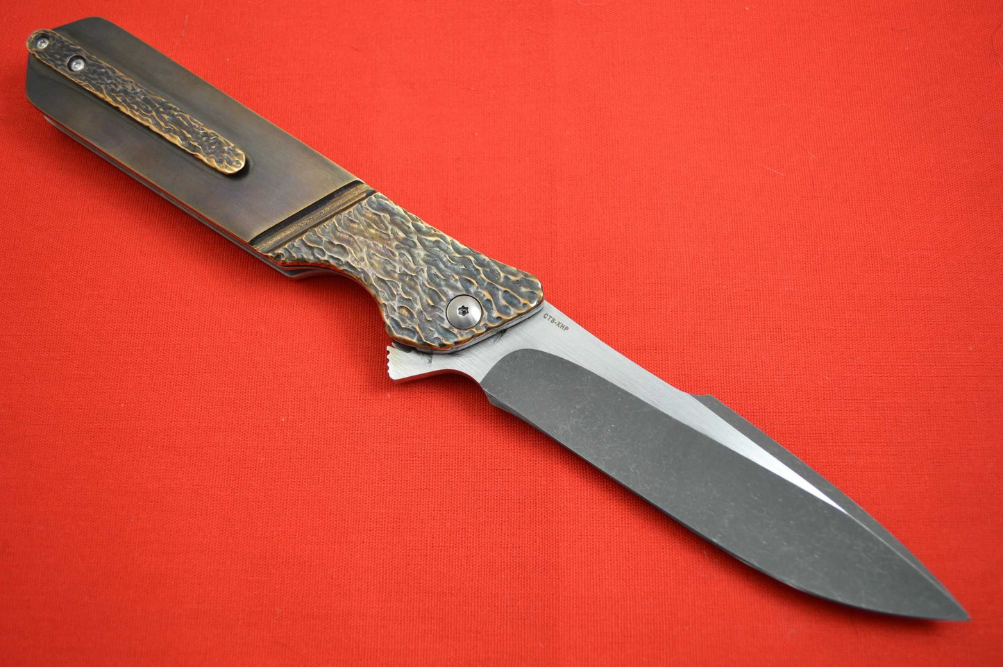 Olamic Cutlery Rainmaker, Bronze Scales with Molten Faux Bolster and Pocket Clip (SOLD)