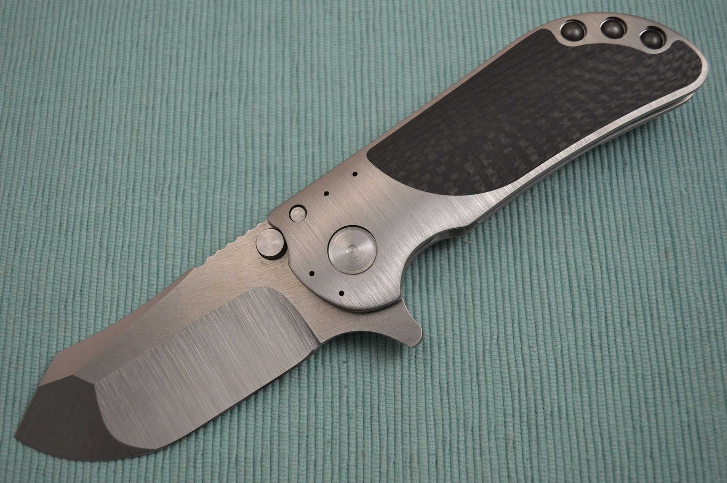 Direware M8 Flipper, Ti Frame Carbon Fiber Inlays, NEW Drop Point Blade Shape (SOLD)