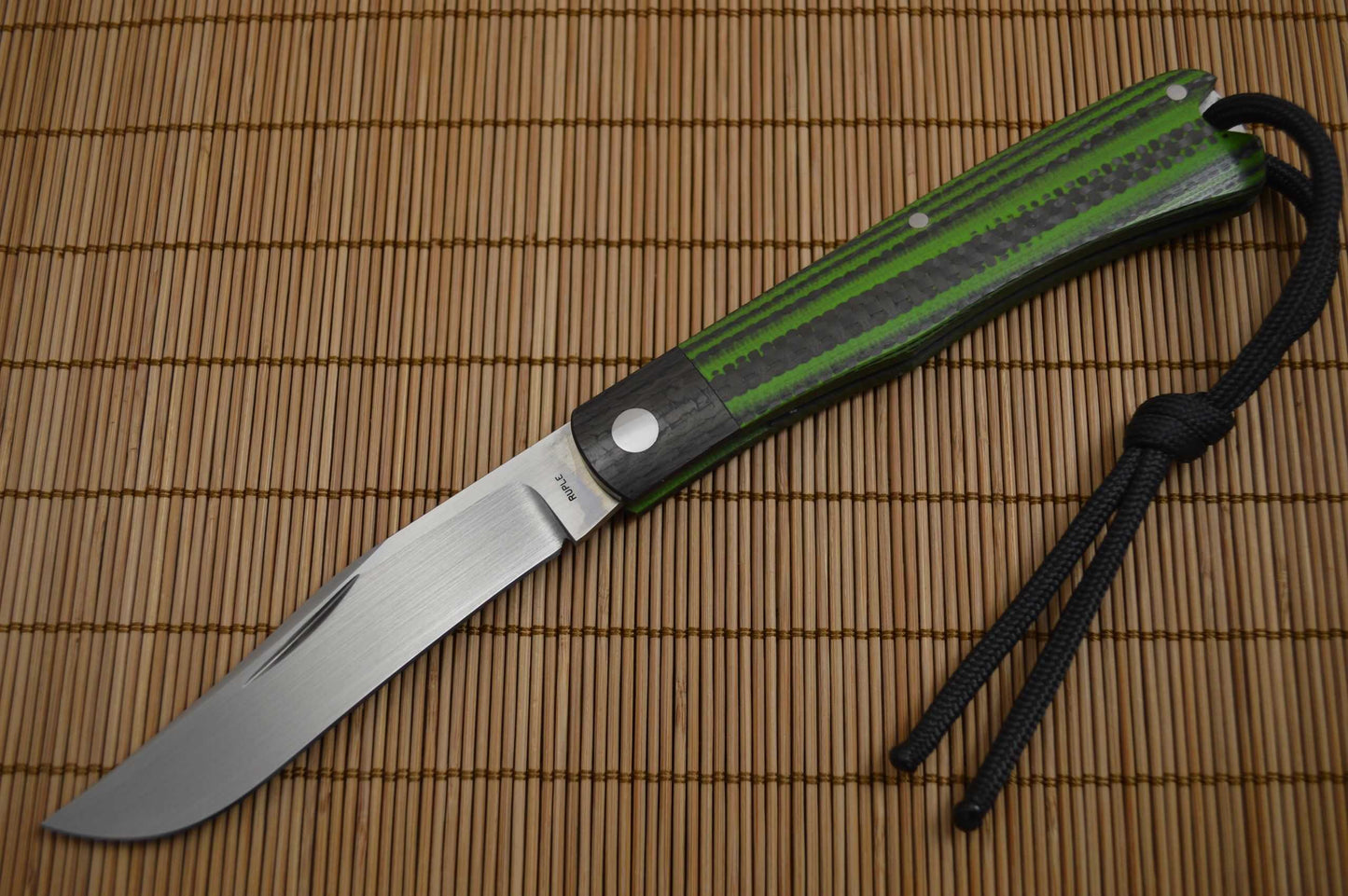 Bill Ruple Slip Joint Linerless Trapper, Carbon Fiber / Green G10, File-Work (SOLD)