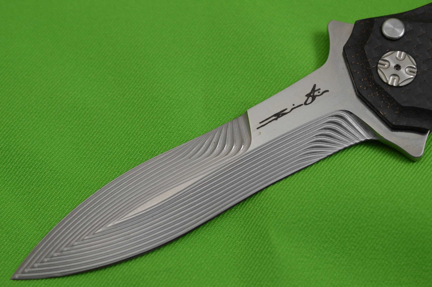 Brian Tighe "Twist Tighe" Bronze Lightning Strike Carbon Fiber, Button Lock Flipper (SOLD)