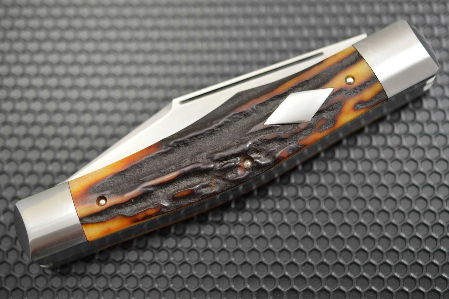 Bill Ruple 3-Blade Amber Stag Large Stockman Slip-Joint Folding Knife (SOLD)