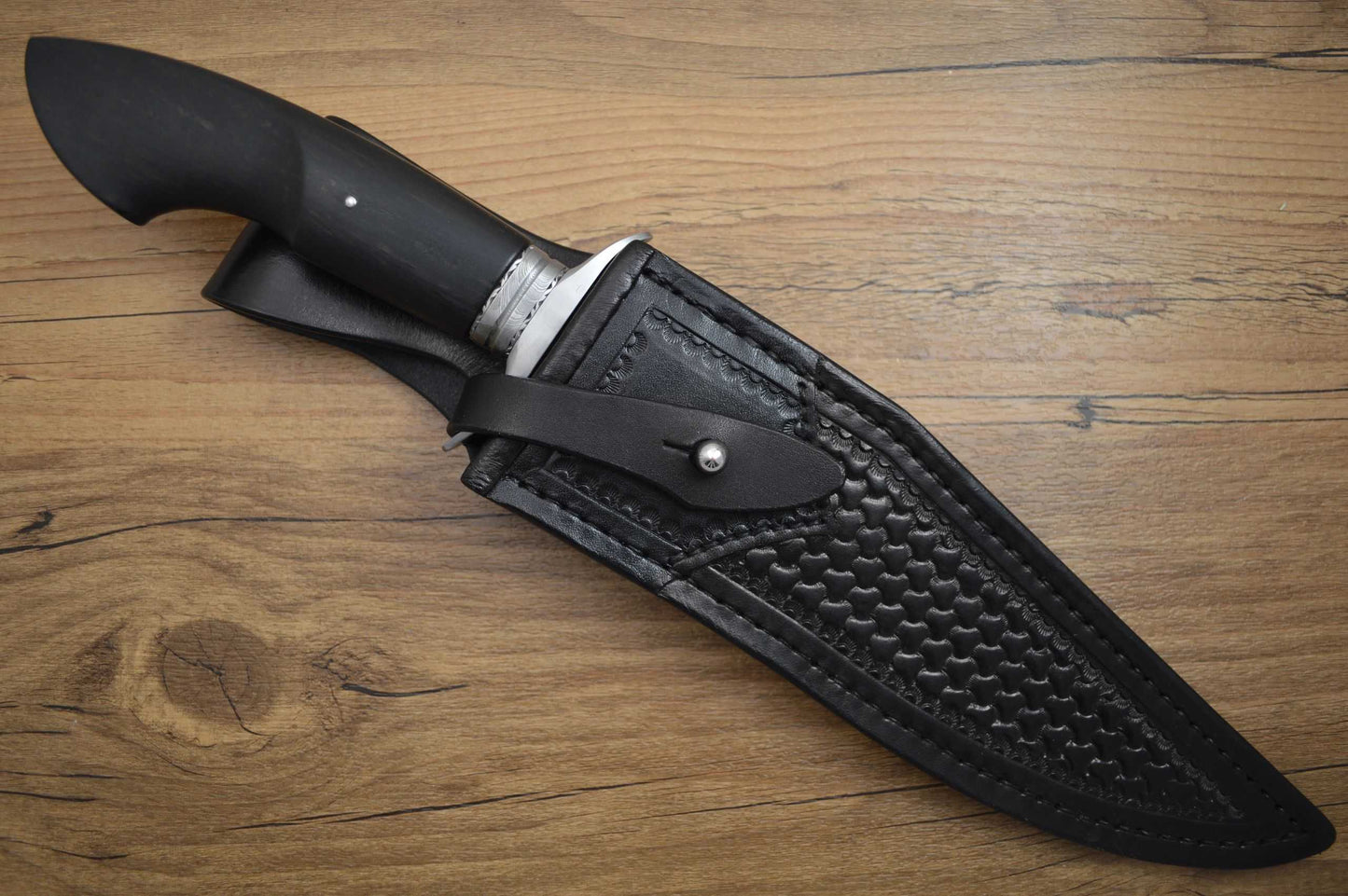 Ben Breda J.S. W-2 Ebony Fighter, Hamon, Leather Sheath (SOLD)