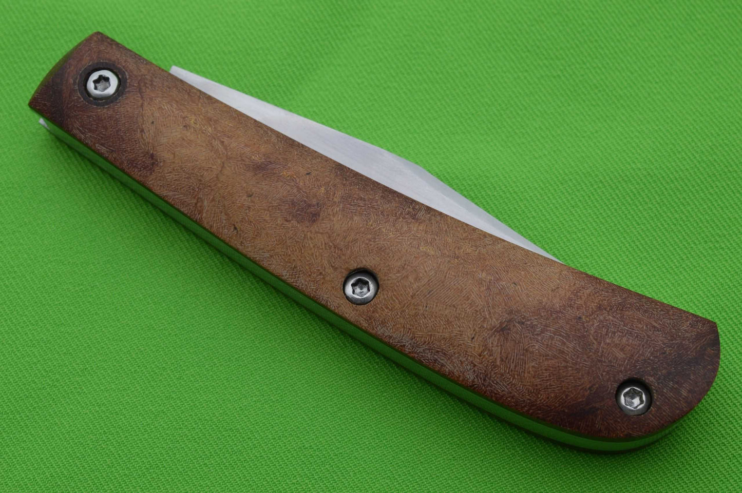 Georgi Menchev Slip-Joint Trapper Knife, RWL34, Rag Micarta Scales, Leather Sheath (SOLD)