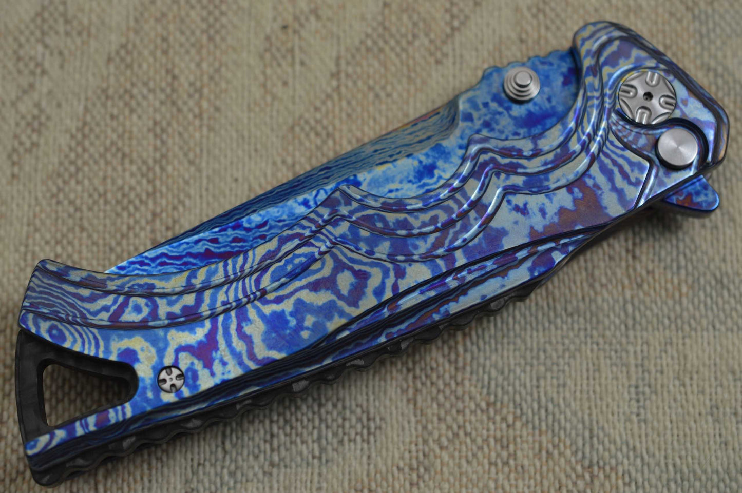 Brian Tighe TKI 2016 "Tighe Fighter" San Mai Beta C Titanium Core Blade, Timascus Scales (SOLD)