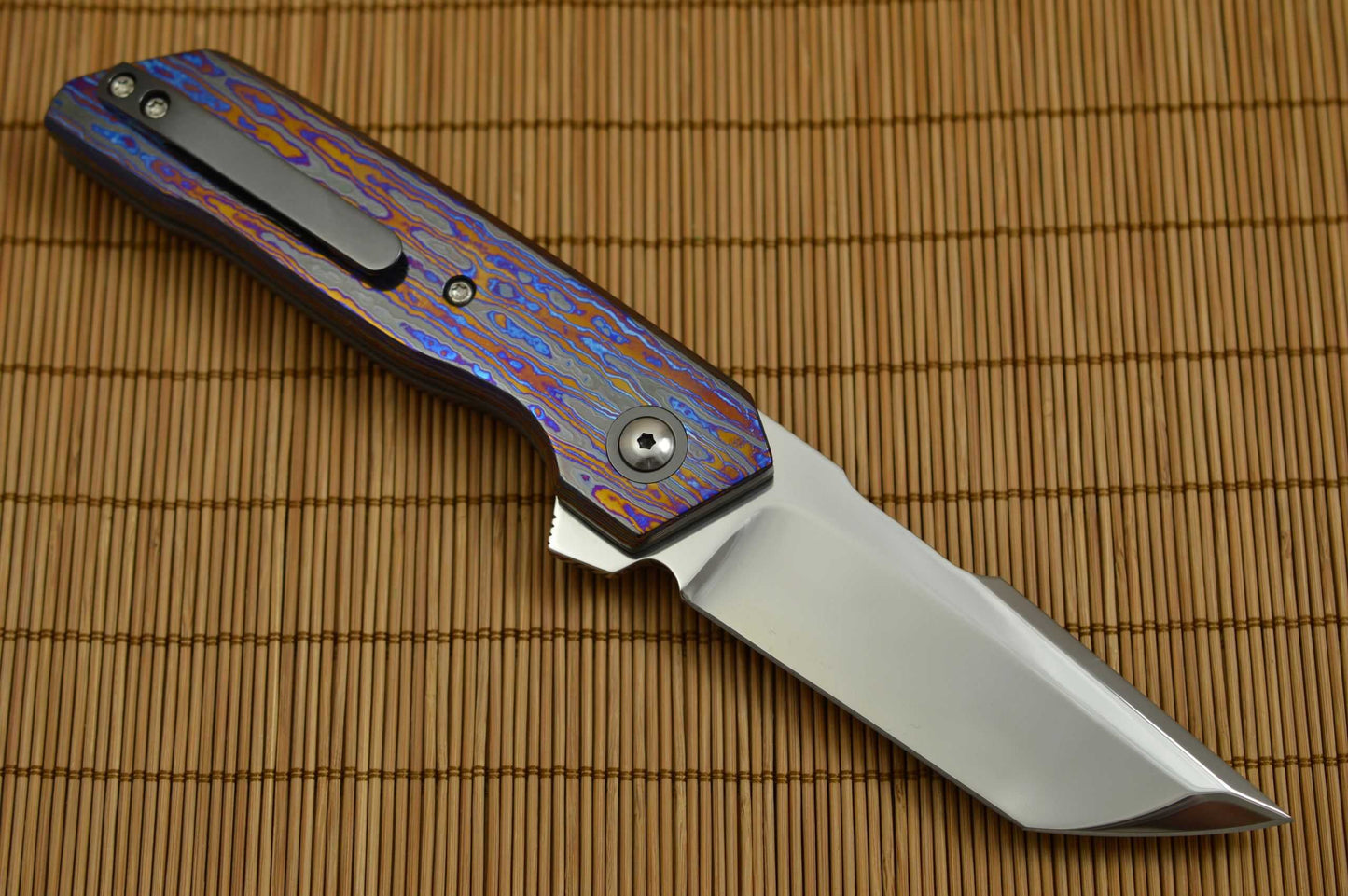 Chad Nell Custom "Hardline" Flipper, Hyperdrive Black Timascus Handle (SOLD)