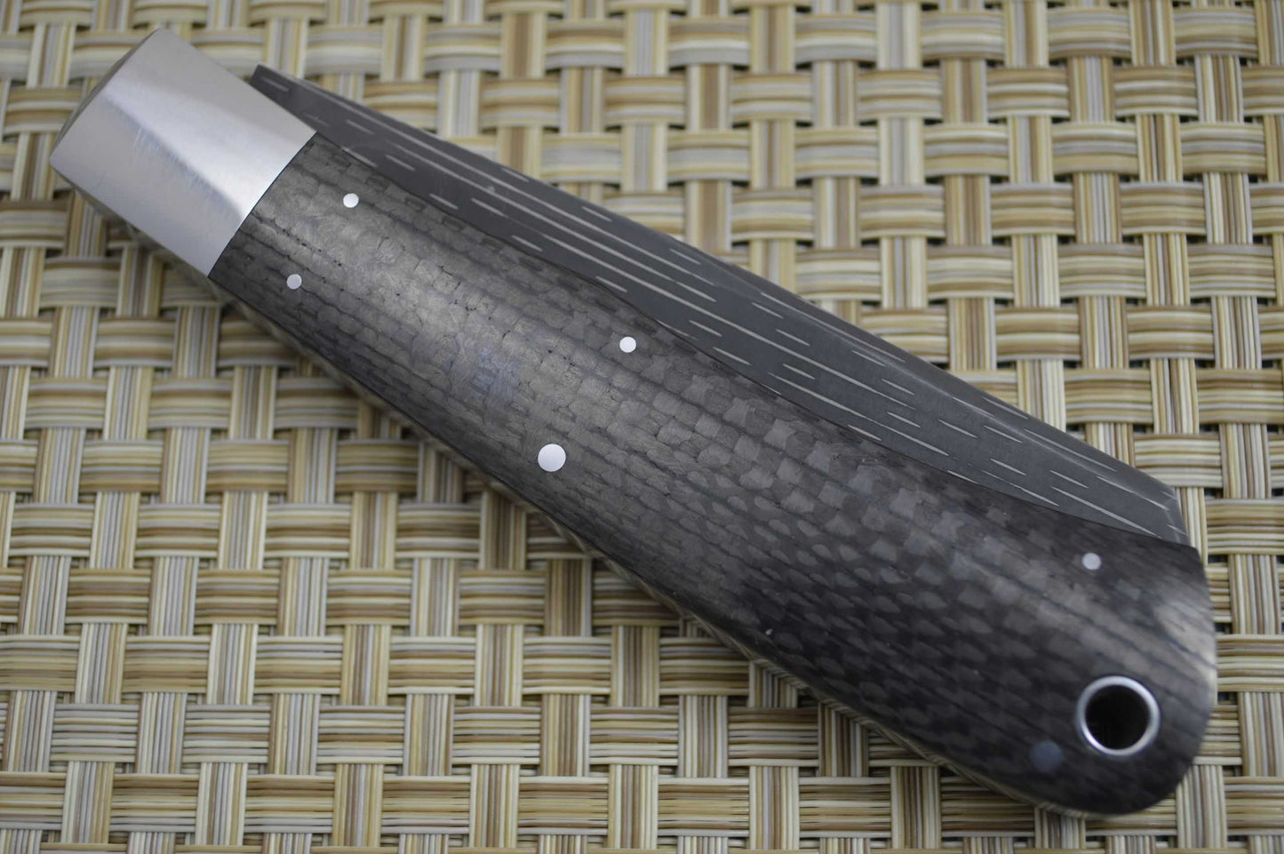 Bill Ruple Large Carbon Fiber Two Blade Trapper, Chad Nichols Starfire Damascus (SOLD)