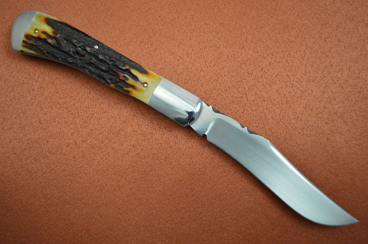 Bill Ruple Stag Trapper, Slip Joint Folding Knife, Bolstered, File-Work (SOLD)