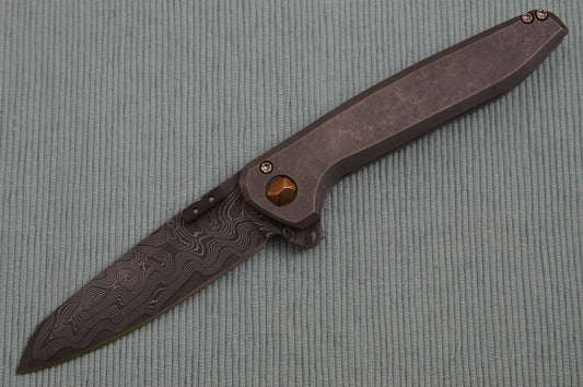 Steve Dumchus Nova Blades Custom San Mai Damascus CAIMAN Frame-Lock Flipper (SOLD)