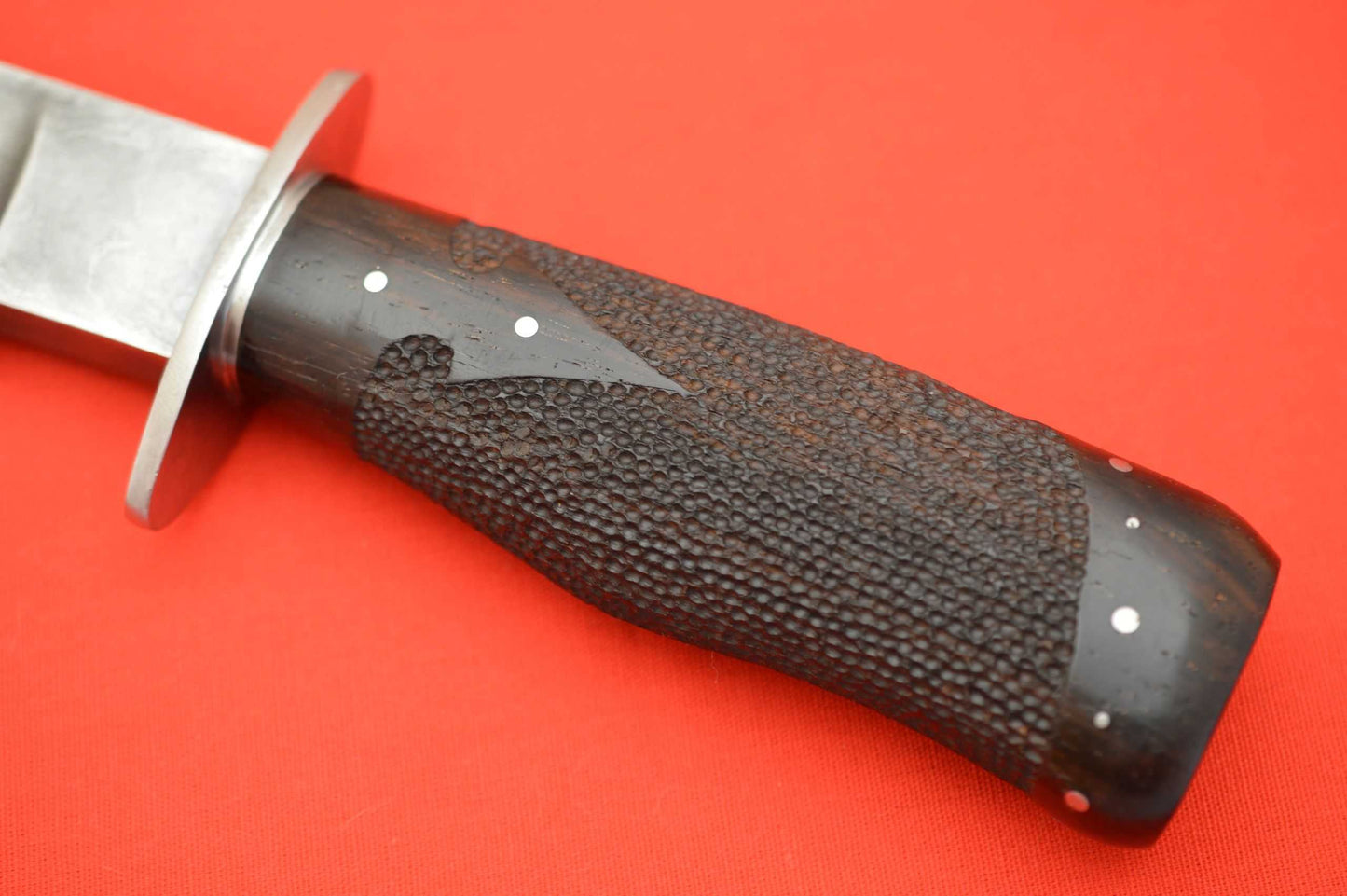 Bill Bagwell M.S. Damascus Fighting Knife, Leather Sheath (SOLD)