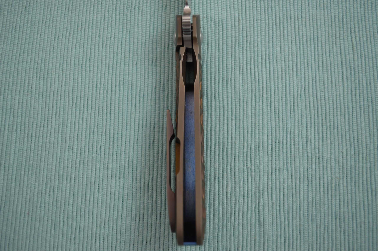 Enrique Pena "Lanny's Clip Flipper", Anodized Bronze Carved Titanium Frame (SOLD)