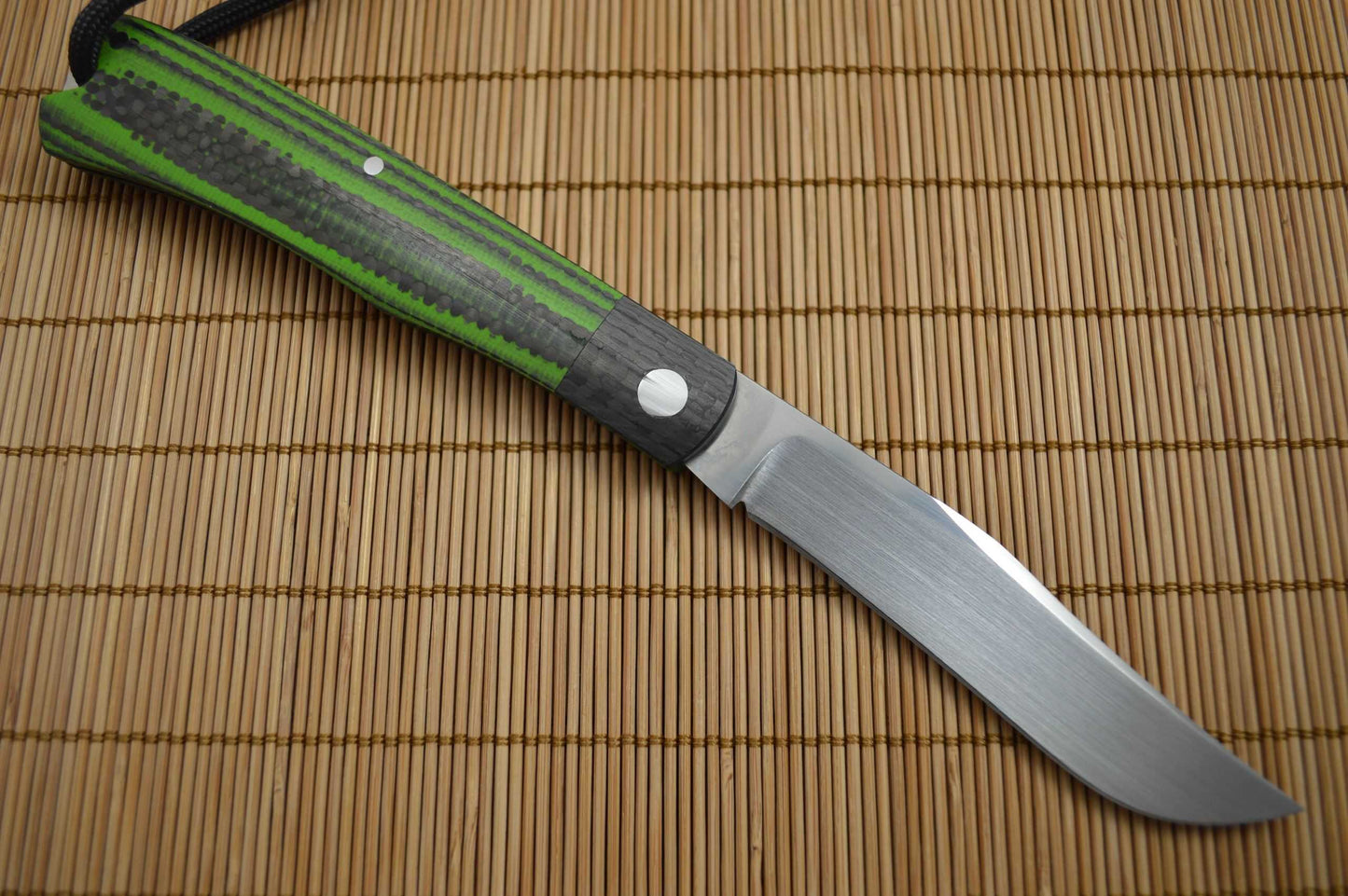 Bill Ruple Slip Joint Linerless Trapper, Carbon Fiber / Green G10, File-Work (SOLD)