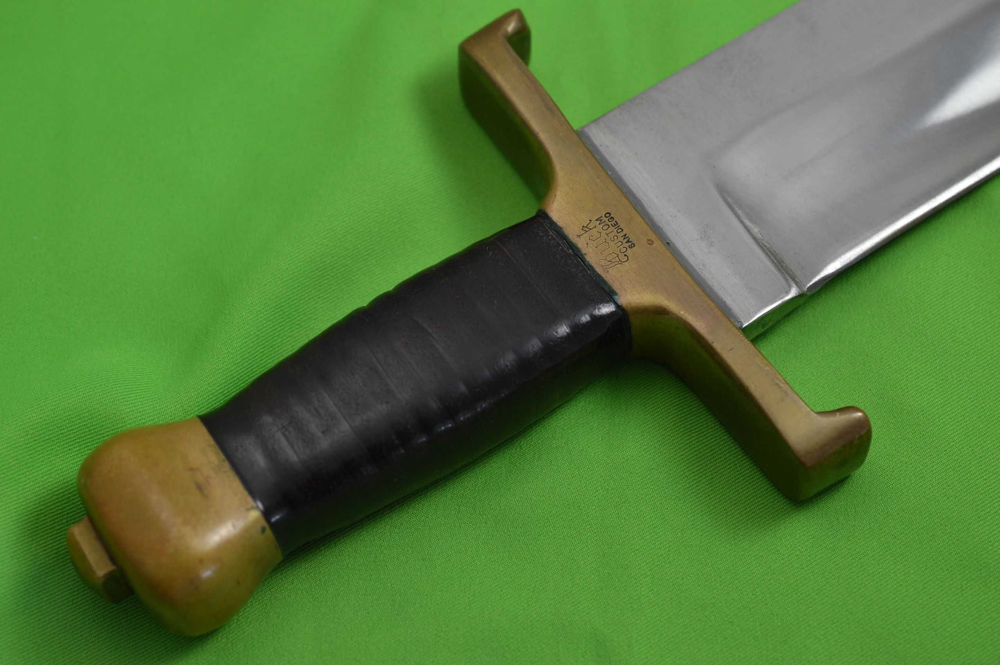 Vintage Buck Custom Shop San Diego, Iron Mistress Bowie Knife, Stacked Leather Handle (SOLD)