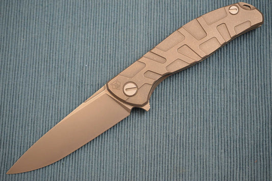 Shirogorov 95T Turtle Pattern Titanium Frame-Lock Flipper, MRBS (SOLD)