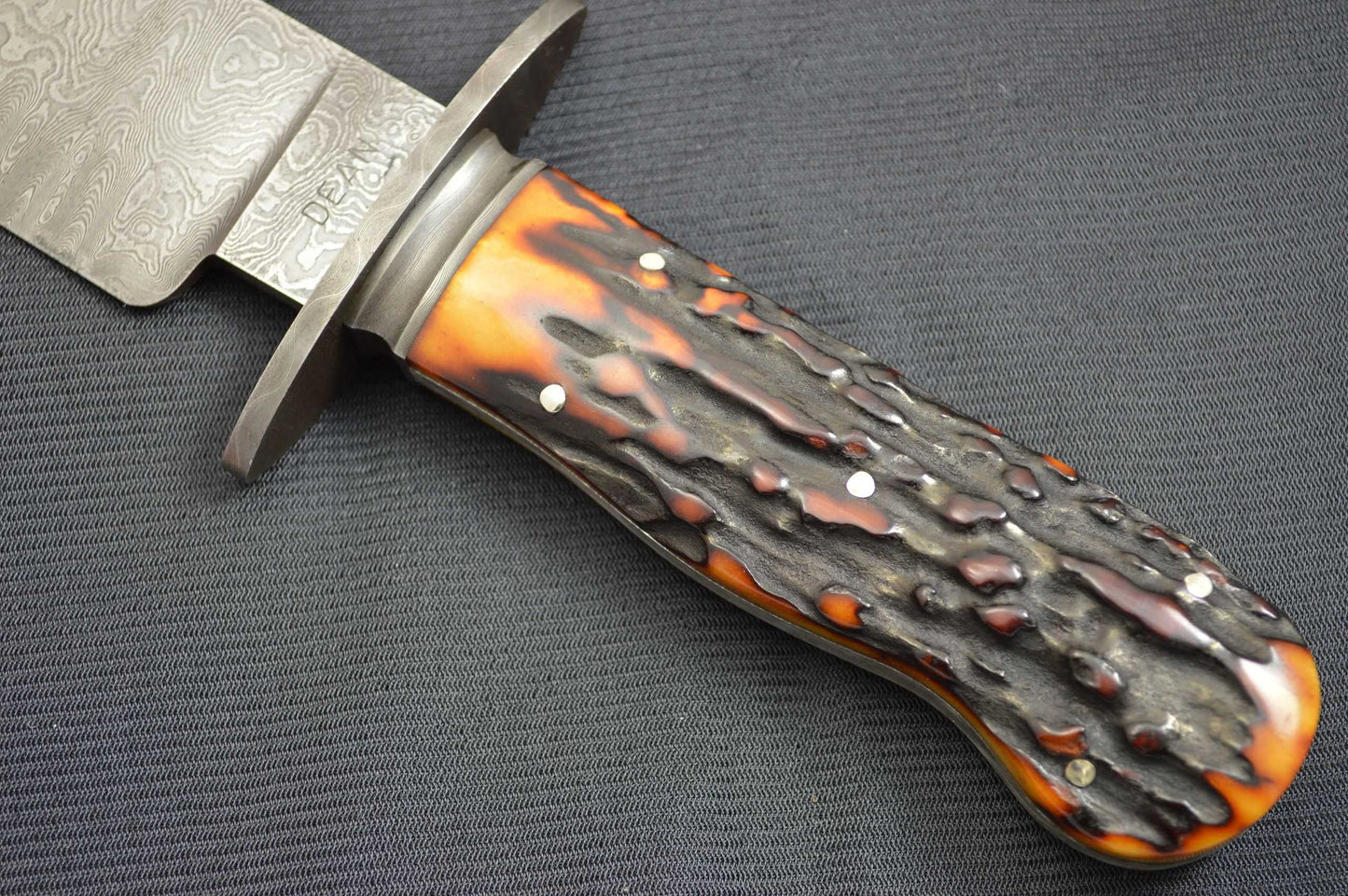 Harvey Dean, M.S. Old Southwest Bowie, Ladder Pattern Damascus, Stag (SOLD)