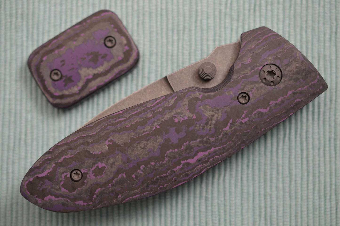 Tom Krein Purple Fat Carbon Liner-Lock ALPHA + Ben Krein Fusion Worry Stone (SOLD)